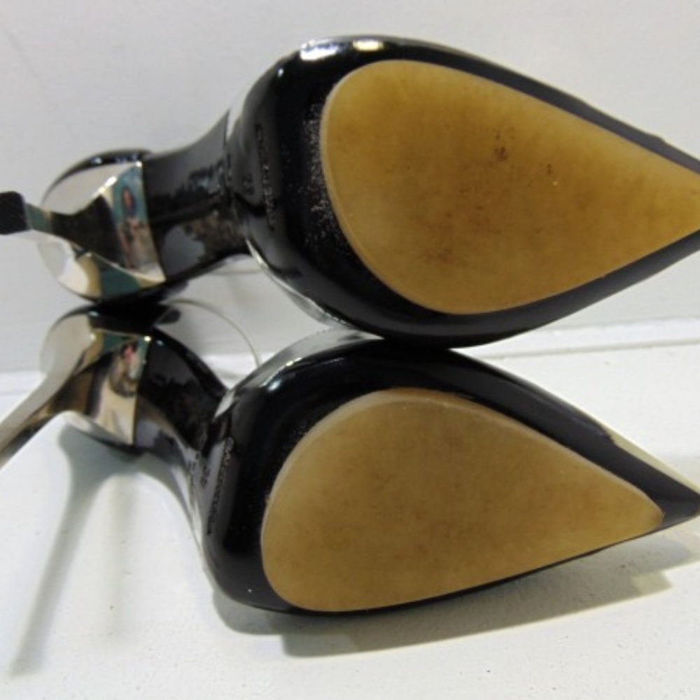Balenciaga Black/White/Silver Point Metallic Heels - Picture 4 of 6